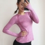 Áo thể thao mùa thu áo thun nữ dài tay sửa chữa bó sát quần skinny bó sát gợi cảm chạy bộ quần áo thể dục nhanh khô áo thun thể thao nam chính hãng