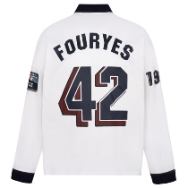 4UYES retro American college style loose Street tide couple mens and women ice hockey uniforms polo shirt long sleeve