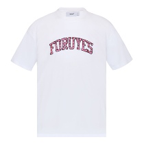 4UYES short sleeve t-shirt round neck trend American simple love print base shirt loose men and women couples