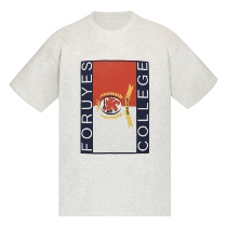 4UYES American retro oatcolor flag National Tide brand hip hop high street couple mens and womens round neck T-shirt short sleeve