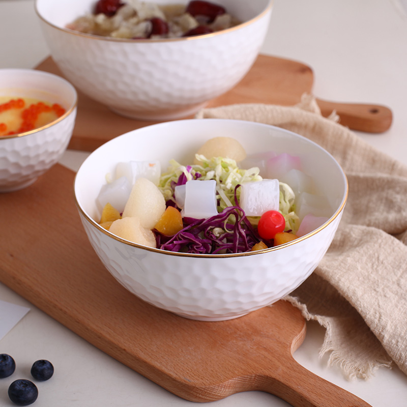 Garland ipads bowls creative embossed white up phnom penh high iron rice noodles eat salad household ceramic bowl
