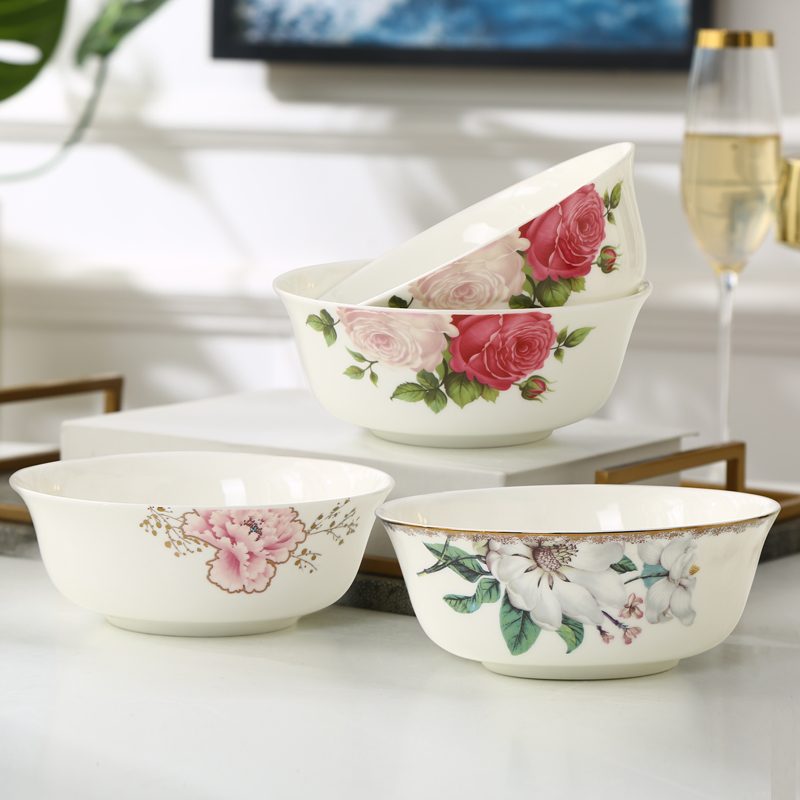 Garland ipads China 6 inches to eat rainbow such as bowl bowl of soup bowl suit large household ceramic bowl of rice salad bowl 4 only