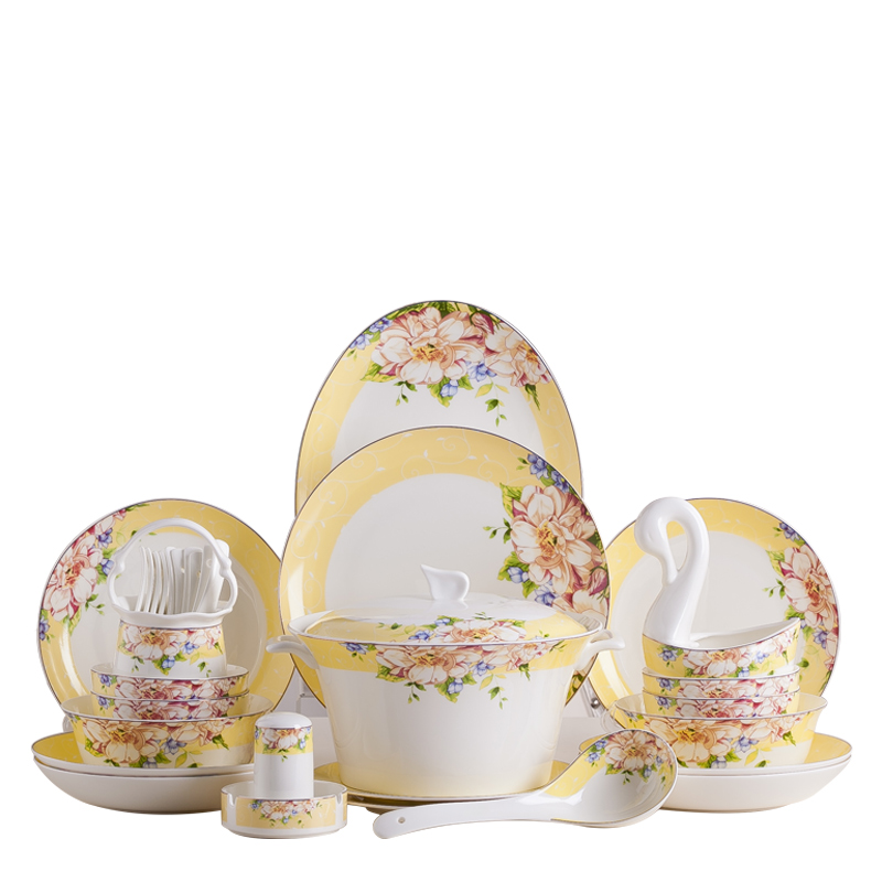 Garland ipads porcelain home dishes suit European only beautiful eat fresh creative portfolio ceramic bowl chopsticks sets plate