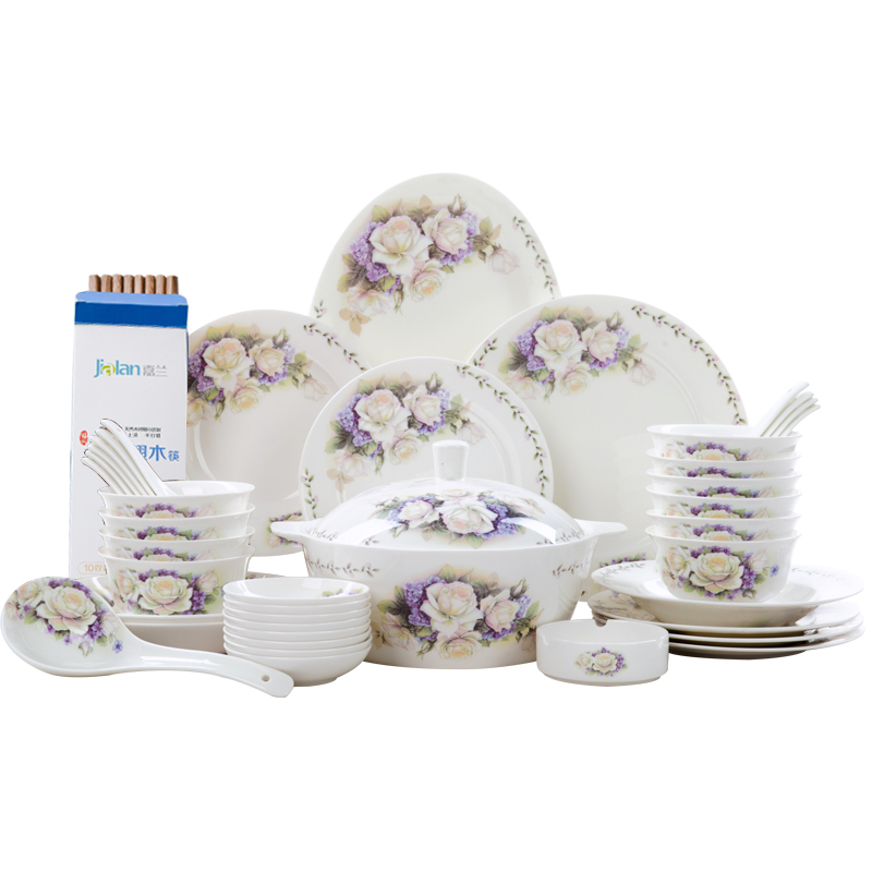 Garland dishes suit of rural household of Chinese style is pure and fresh and 28/56 head suit ipads porcelain tableware wedding gift