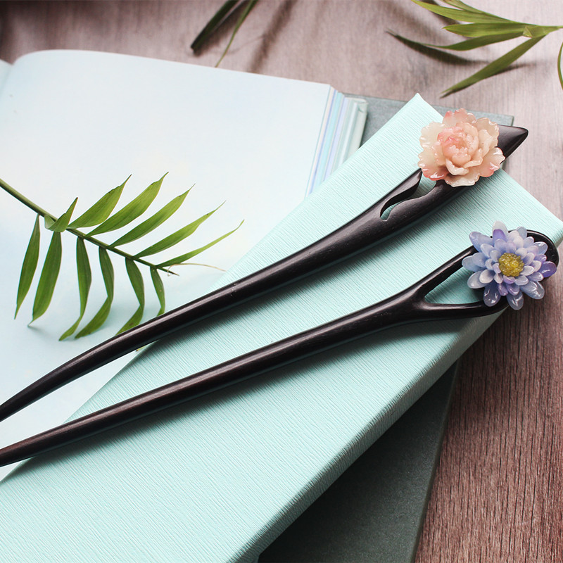 Lan Sunflower Black Sandalwood Hair with Classical Arts And Lan Heart Hui wooden hair Hairpin Hairpin Hairpin Hairpin