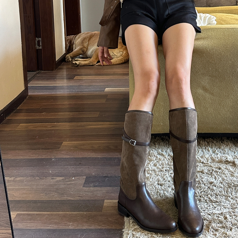 European Style Genuine Leather Xin Zhilei Same Style High Boots 26 Autumn and Winter New Western Boots Slimming Riding Boots European Style Genuine Leather Xin Zhilei Same Style High Boots 26 Autumn and Winter New Western Boots Slimming Riding Boots