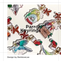 Christmas Themed Parrot Key Button Pendant Pet Ventrons Neighborhood Original Painting Festival Gift 8 Precious Paradise