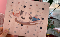 Parrot Perimeter Original Watercolor Painting Imported Wood Pulp Cotton Smear Bird Cage Furniture Clean Nonstick Hair one thousand Naud Birdhouse