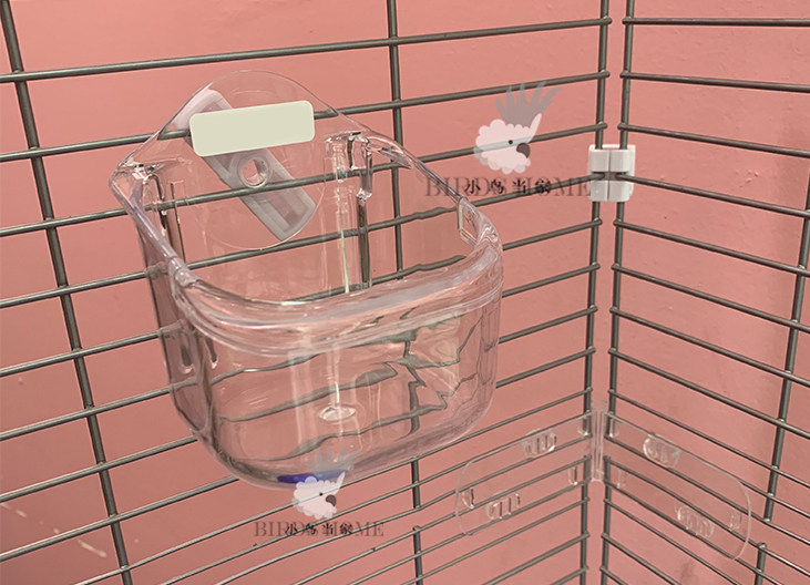 Parrot pet multi-function transparent fixed food box Water basin feeder Bird home