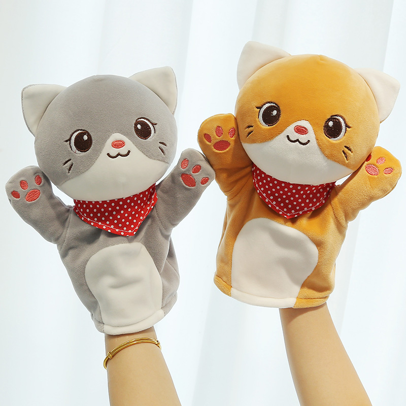 Kitty Hand Puppet Toy Plush Doll Animal Gloves Game Cloth Occasionally Pacify Baby Sleeps Cute Early Teaching Dolls