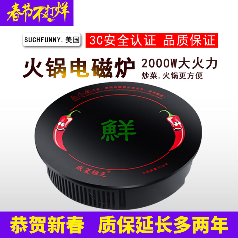 Personal hot pot induction cooker round portable abroad Europe France United Kingdom Australia New Zealand Italy