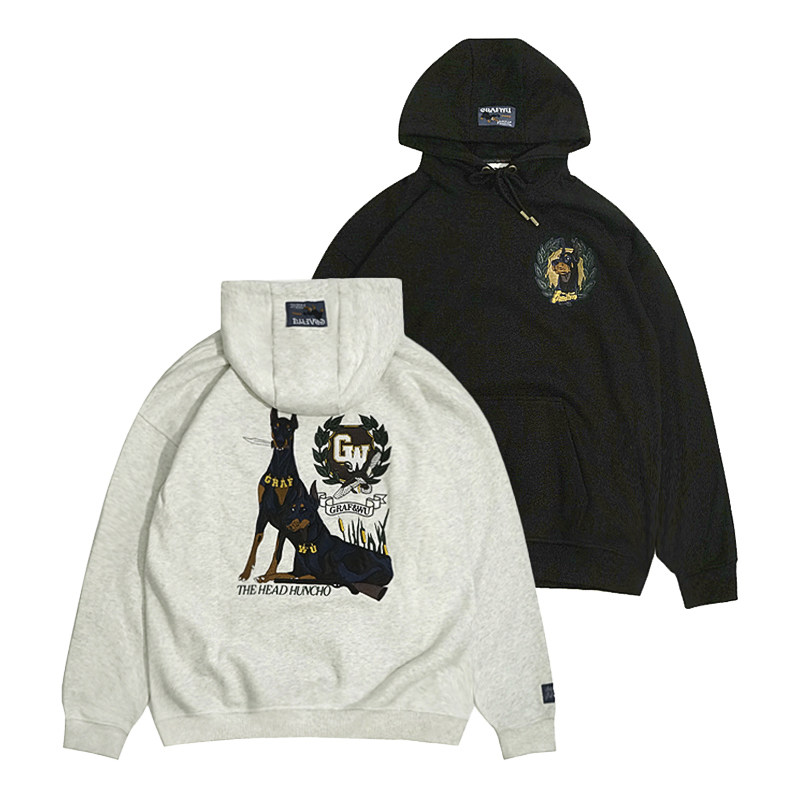 GRAF original brand (head of the hound) Hungo head Bloodthirsty Durbin Black Ash Thick Cover with Fleece Coat-Taobao