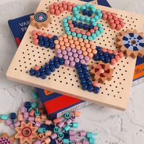 Childrens educational puzzle toys 3-4-6 years old variety mushroom nails wooden toys baby intelligence development gifts