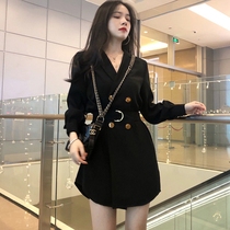 Hong Kong Chao brand womens French niche coat skirt spring and autumn long sleeve fashion thin temperament small suit dress