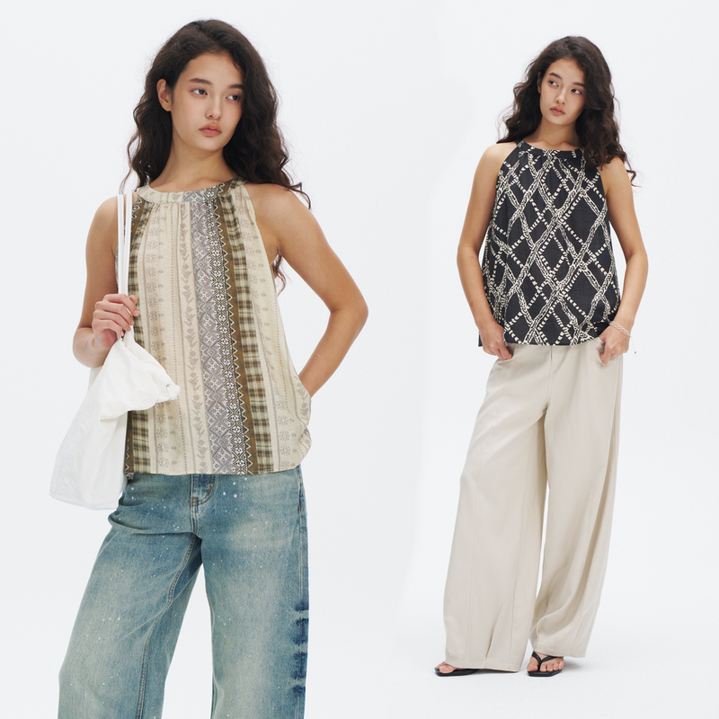 Wonesduty Sleeveless Top Tencel Blend Loose Casual Style Vest