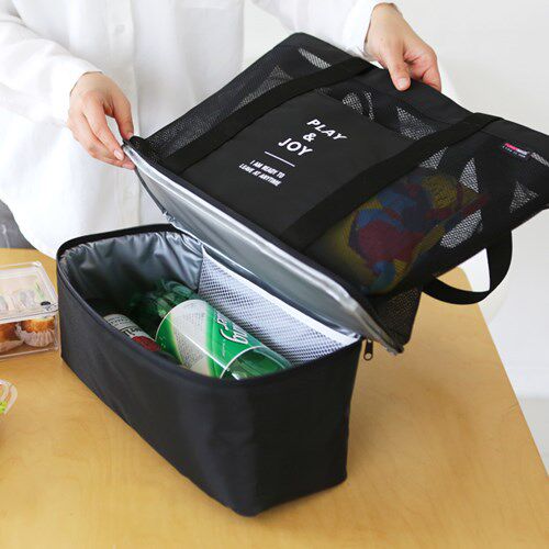 Portable shoulder insulation bag bento bag lunch box bag large-capacity double-layer picnic bag ice bag ice bag storage bag