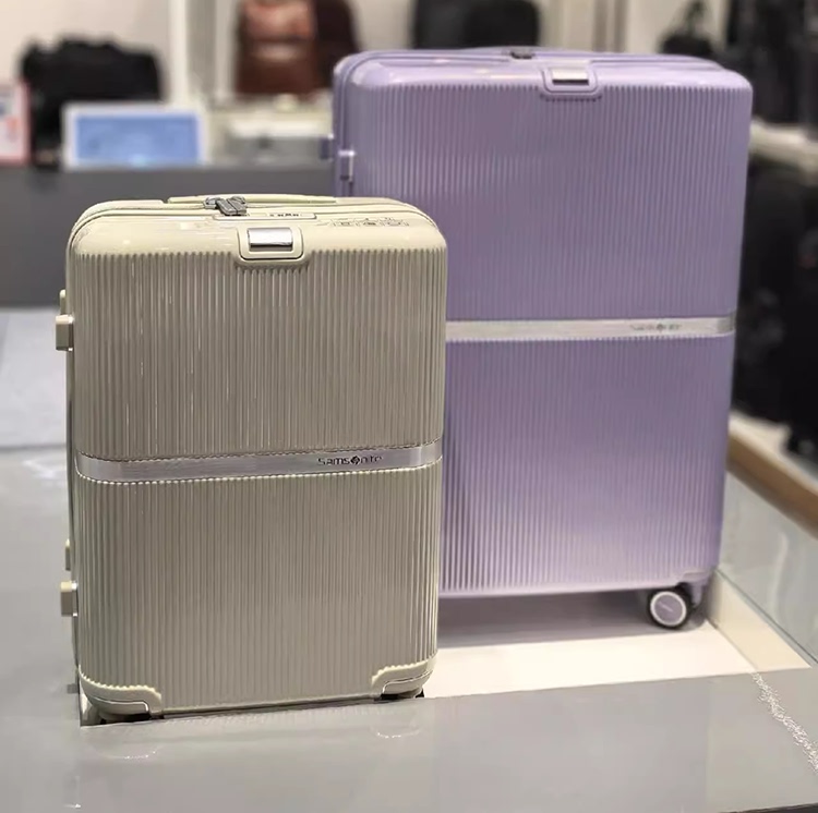New Samsonite Trolley Suitcase, Stylish Striped Hh5 Spinner Carry-On Luggage, Gold-Plated Travel Suitcase 202528inch New Samsonite Trolley Suitcase, Stylish Striped Hh5 Spinner Carry-On Luggage, Gold-Plated Travel Suitcase 202528inch