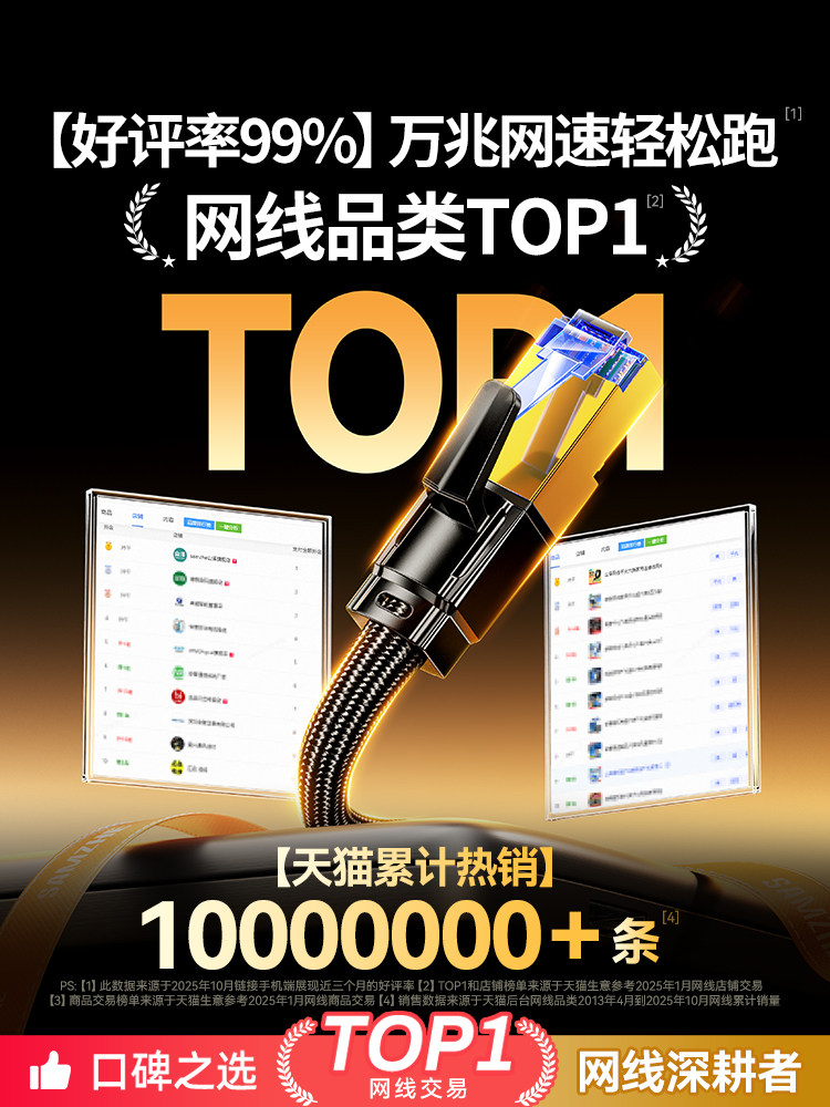 Shanze Network Cable, Gigabit Home Use, Category 8, 10Gbps, Category 6A, Router Connection Cable, Category 7, Broadband Computer Network