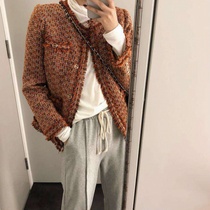 sandro tonali autumn and winter socialite style coarse flower hair slim slim temperament small incense thickened short coat