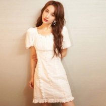 sandro tonali Wu Xin same bubble sleeve white dress female French sweet first love slim skirt