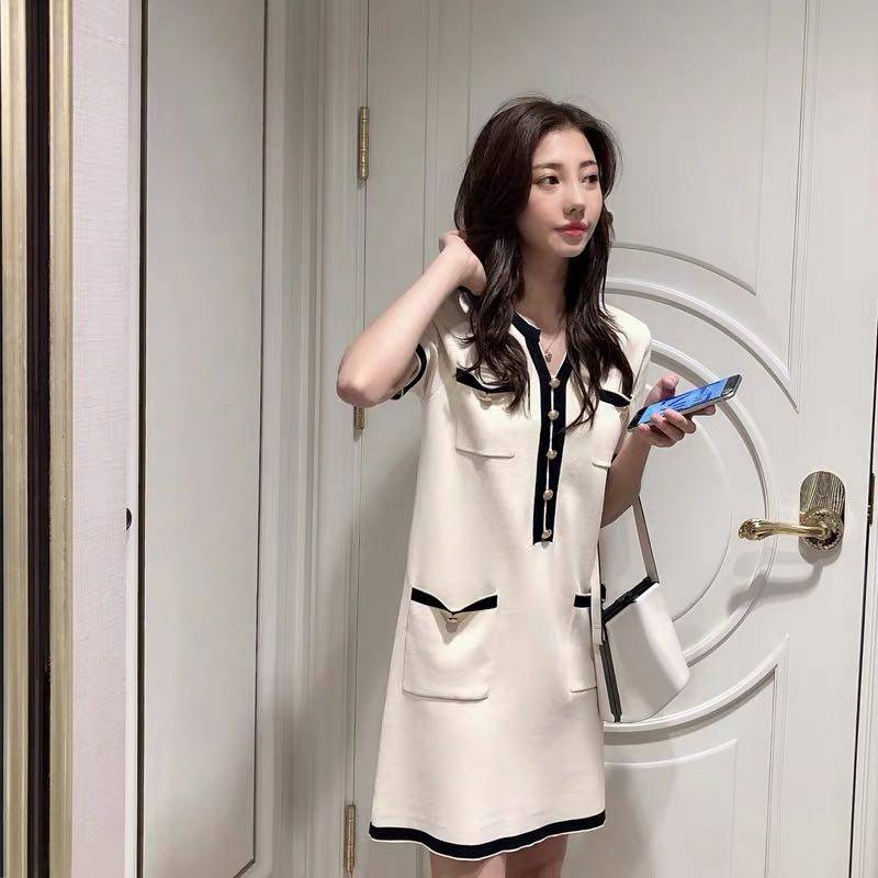 sandro tonali knitted dress female spring and summer French flavor loose straight tube skirt