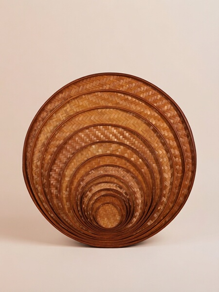 Vintage Bamboo Woven Dustpan, Handmade Bamboo Mat, Bamboo Sieve, Wedding Decoration, Distressed Round Dustpan, Advertising Ceiling Decoration