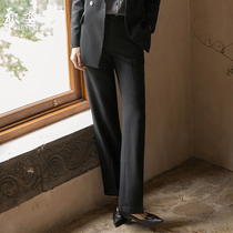 Black professional womens pants are thin spring and autumn business formal workwear casual mid-waist straight suit pants work clothes