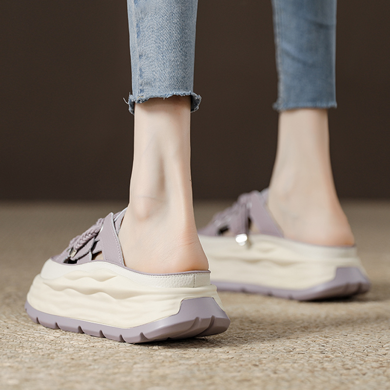 The Appearance Is Super Nice~丨Ongysl丨Genuine Leather Half-Slippers for Outdoor Wear 2026 Summer Sandals Thick-Soled Clogs for Women The Appearance Is Super Nice~丨Ongysl丨Genuine Leather Half-Slippers for Outdoor Wear 2026 Summer Sandals Thick-Soled Clogs for Women