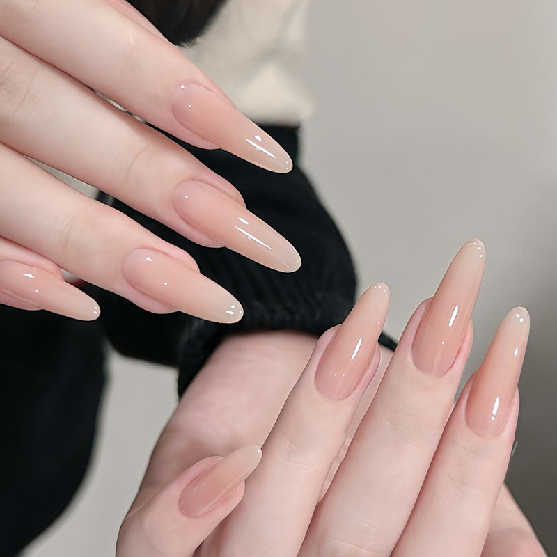 2026 New Xiaohongshu Handmade Wearable Nails, Yanyan Nude Color, Pure Desire, High-End Feel, Gentle and Whitening, Ganlu Temple Manicure