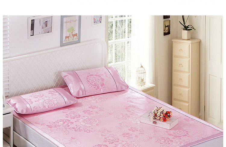 Ice lụa ba mảnh mat mat mat 1,5 m 1,8 m sinh viên trải giường ghế mây ghế gấp đúp Thảm 1.2 - Thảm mùa hè các loại chiếu điều hòa