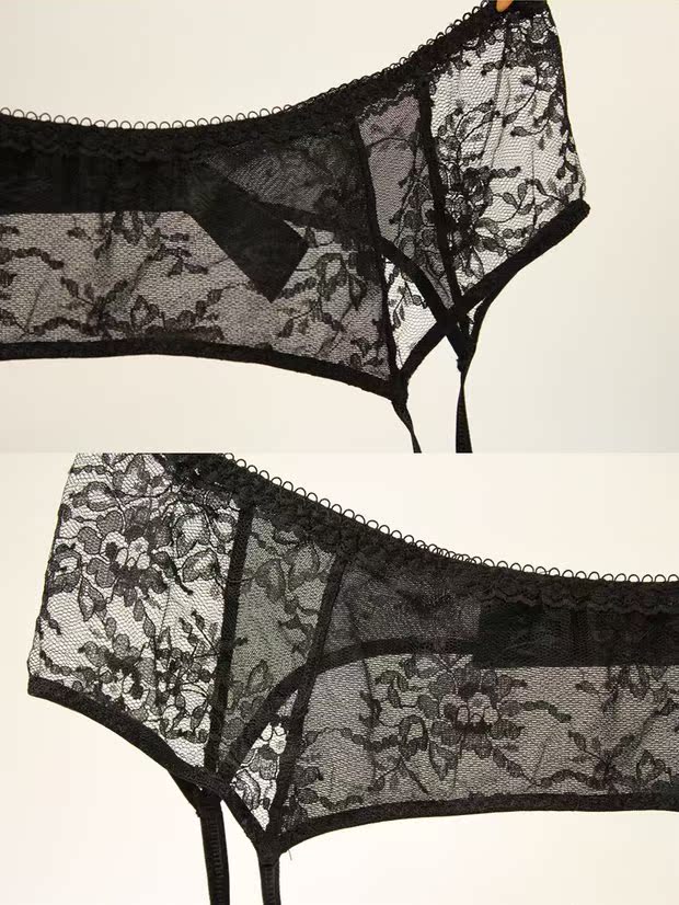 3 Bài viết Châu Âu và Châu Mỹ Ren đen gợi cảm Garter Kích thước lớn Khóa nhựa 32-35 hông dây nịt móc tất đẹp cho nữ
