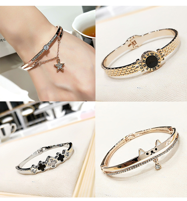 Dongdaemun phiên bản Hàn Quốc của khí chất đơn giản nhỏ bằng thép tươi titan vòng đeo tay cô gái lạnh gió vận chuyển vòng tay nữ sinh viên - Vòng đeo tay Cuff vòng tay đá