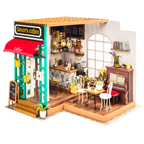Ruo state to 3D stereo micro scene DIY art hut creative gift hand-assembled Simon time coffee shop
