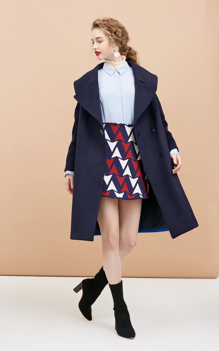[3 miễn phí 1] Cổ áo Vero Moda nhấn màu thả vai áo len dài nữ | 317327561 áo khoác kaki nữ