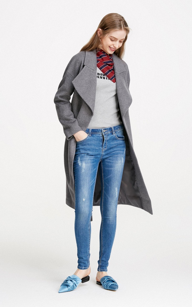 [Giá trị mùa thu và mùa đông] Vero Moda ve áo thả vai áo len dài | 317327523 áo khoác gió nữ
