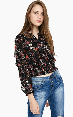 [Spike] CHỈ mùa thu mới ngọt ngào tay áo raglan tay áo nữ | 117105513 sơ mi voan