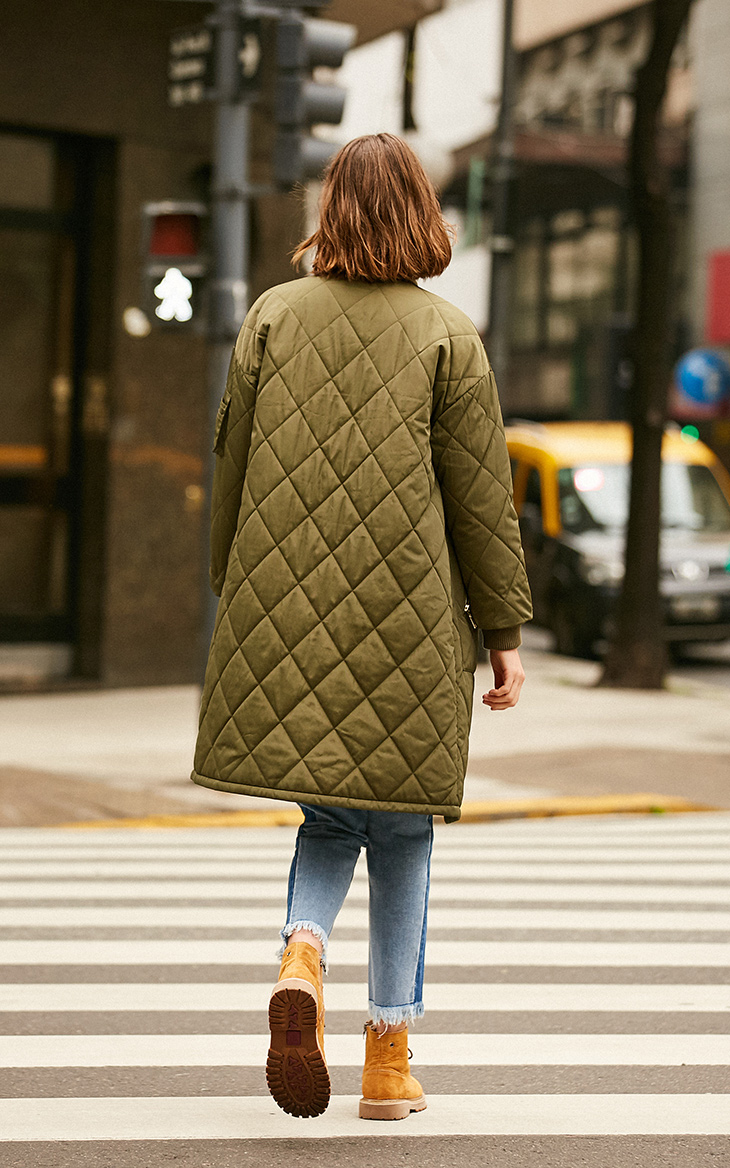 [Giá trị mùa thu và mùa đông] Vero Moda chủ đề thêu vá áo khoác cotton dài áo khoác nữ | 317322503 áo phao gile nữ
