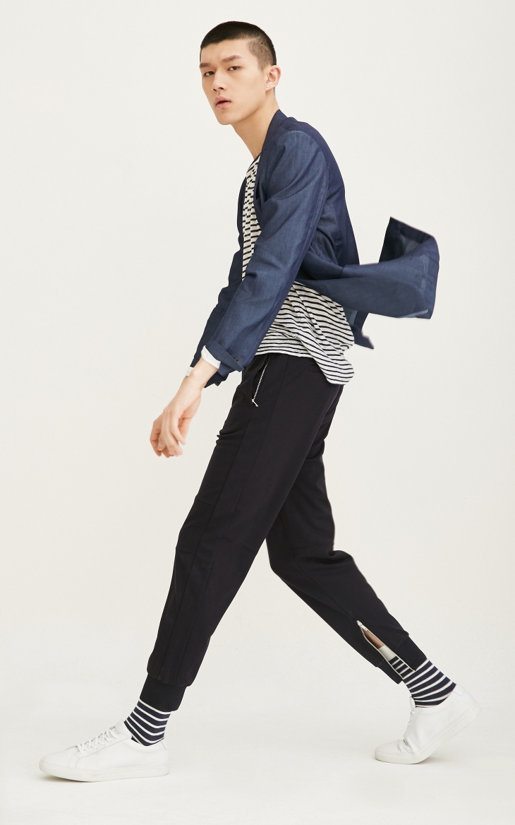 [3 miễn phí 1] JackJones Jack Jones denim cổ áo phẳng phù hợp với áo khoác E | 217108520 quần baggy nam
