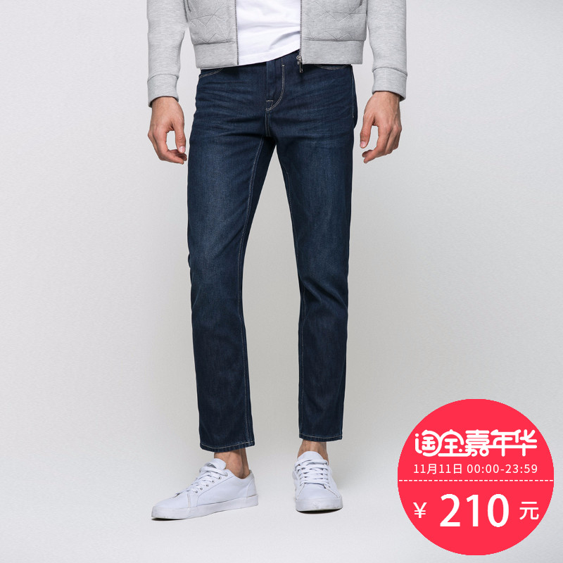 JackJones杰克琼斯秋纯棉休闲水洗男装修身牛仔裤长裤E|216432510