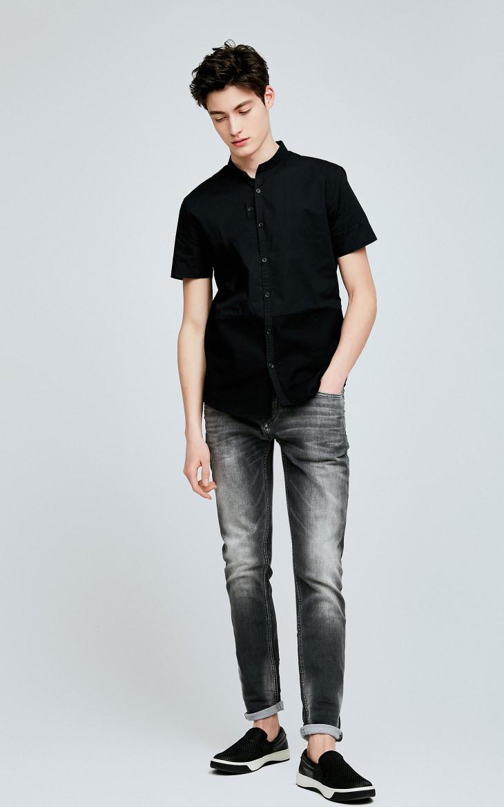 [3 miễn phí 1] CHỌN Slade cotton khâu áo sơ mi ngắn tay thông thường C | 417204543 áo sơ mi trắng nam
