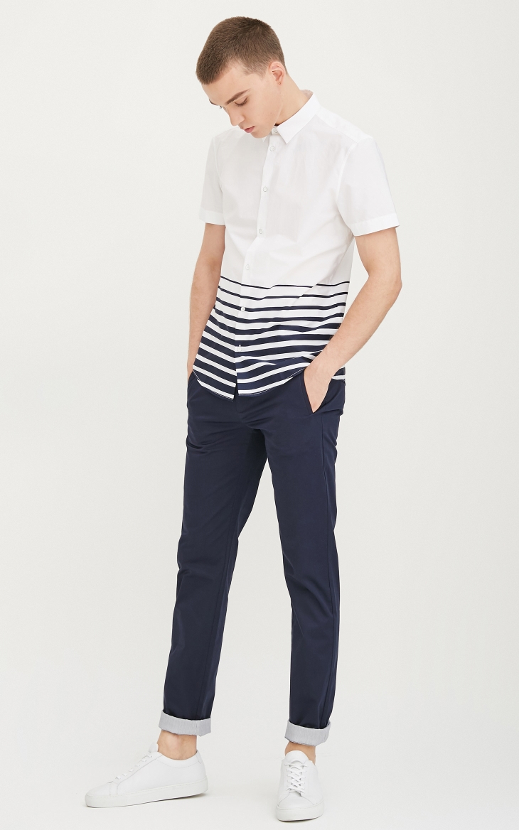 [3 miễn phí 1] Áo sơ mi ngắn tay cotton màu tương phản JackJones Jack Jones E | 217204503 size áo sơ mi nam