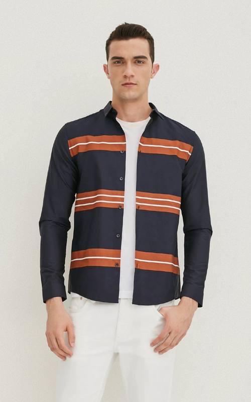 JackJones Jack Jones cotton áo sọc tương phản nam E-217105549