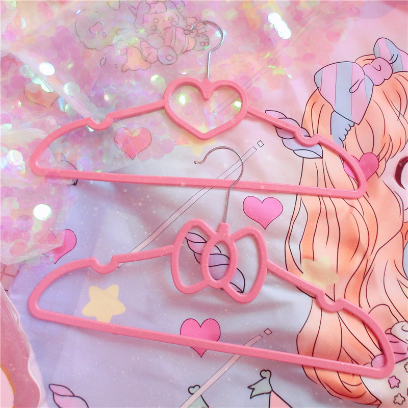 Pink girl heart plastic hanger love bow shape plastic hanging clothes rack clothes dormitory household hanger