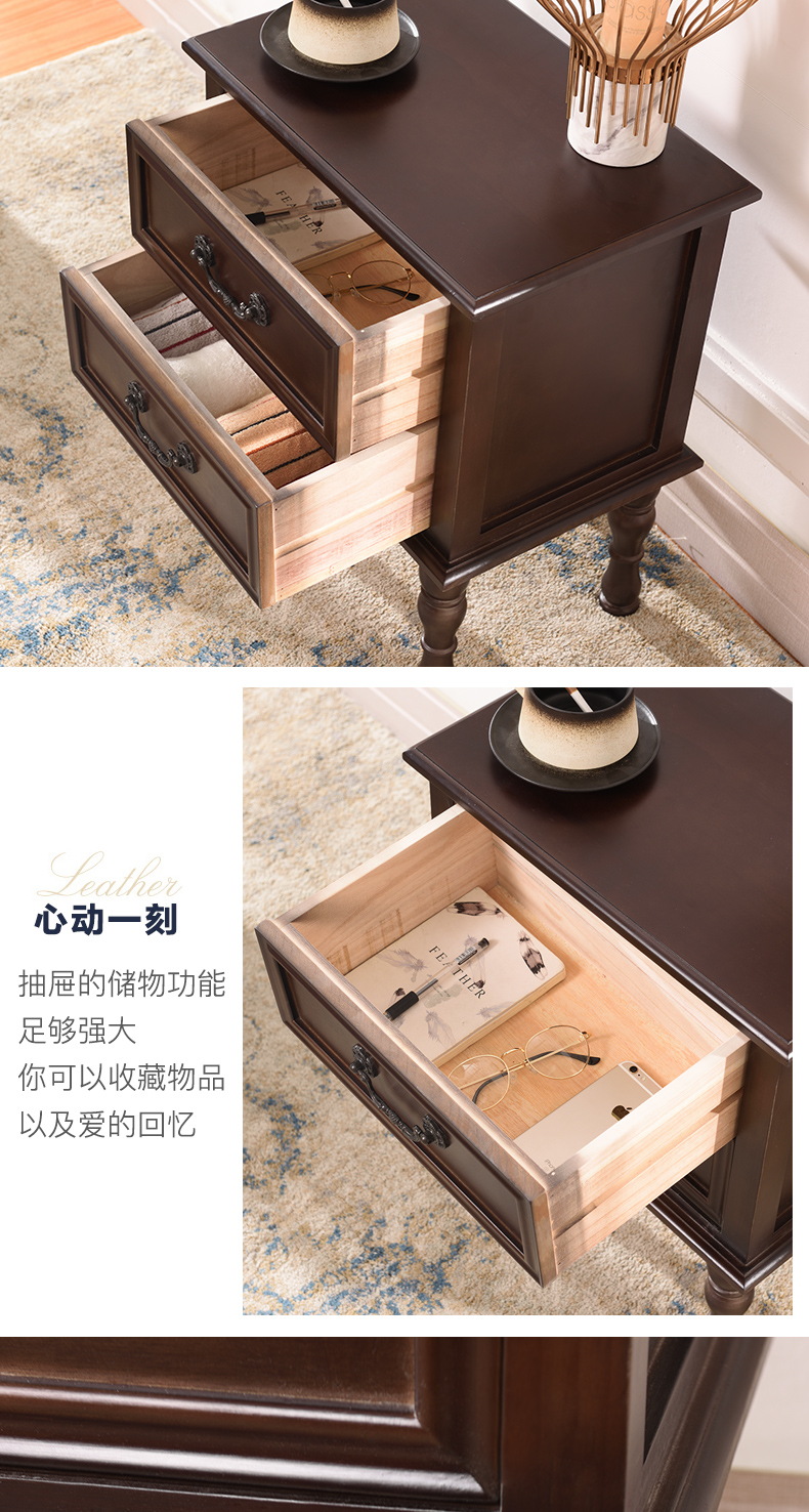 Rắn gỗ phòng ngủ tủ ngăn kéo cạnh giường ngủ của Mỹ tối giản tủ nhỏ sẵn sàng Continental gỗ tủ lưu trữ đầu giường - Buồng tủ quần áo gỗ công nghiệp