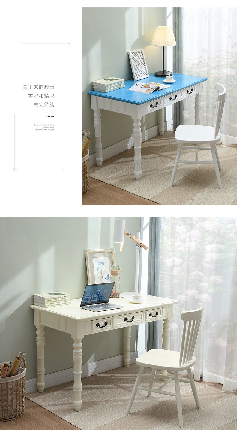 Máy tính để bàn bàn nhà gỗ rắn bàn nhỏ Mỹ Địa Trung Hải thư pháp bàn học sinh viết bàn đơn giản - Bàn bàn xếp