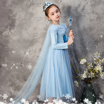 Frozen Aisha Princess Dress Long Sleeve Childrens jumpsuit Tail Girl Cinderella Autumn Love Sand