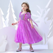 Princess Sofia Frozen Girls Puff Yarn Children cos Performance suit Birthday dress Summer dress