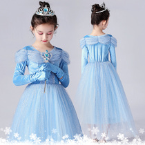 Cinderella Ice and Snow Love Tha Princess Dresses Girl Dress Girl Dress Birthday Gown Silk Suede Childrens Dresses Spring Autumi Season