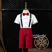 Boy dress suit suit suit children flower girl performance costume student Red Boy performance costume small suit summer