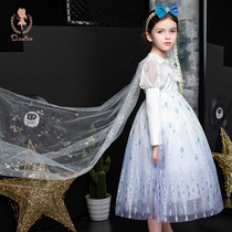 Childrens wear girls princess dress autumn 2021 New White Aisha sequin dress children long dress dress